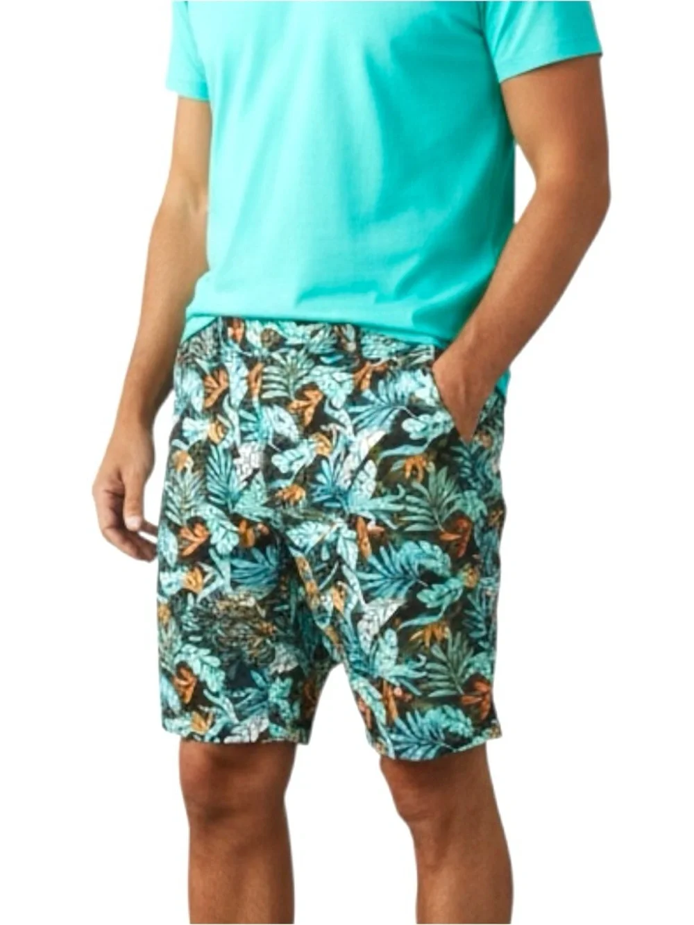 Hudson & Barrow Shorts Men’s Stretch Paradise Tropical Flat Front Sz 36x8